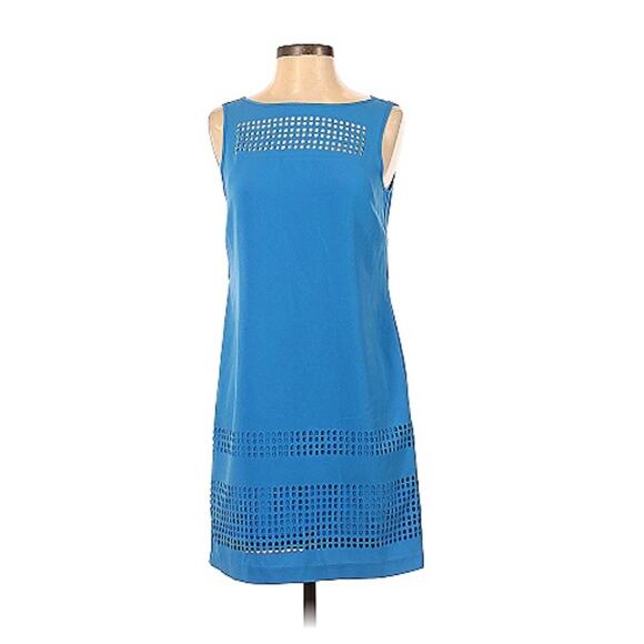 Julia Jordan Blue Laser-Cut Perforated Shift Sheath Dress 6 S Small - Picture 1 of 10